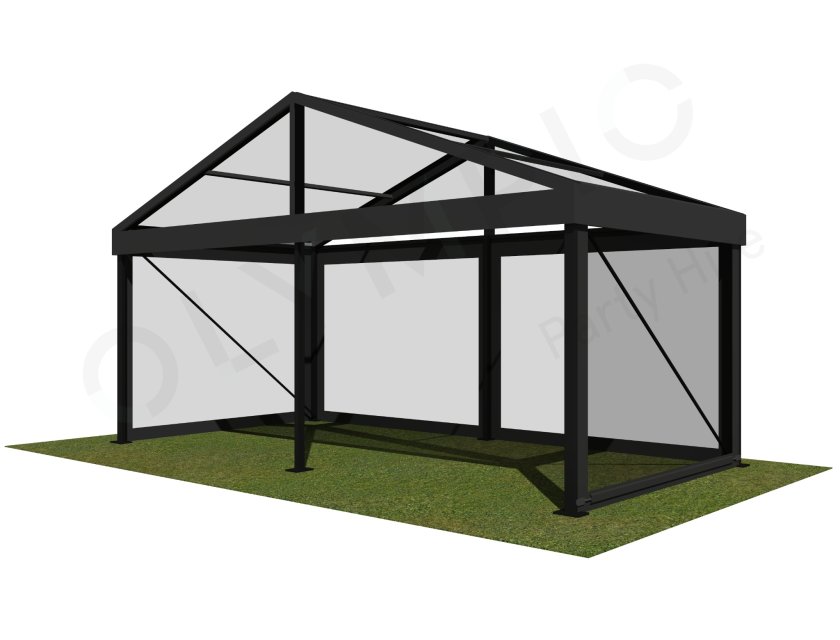 6m Clear Roof - Black Frame Pavilion - 6x3m Clear Roof, Black Frame Pavilion