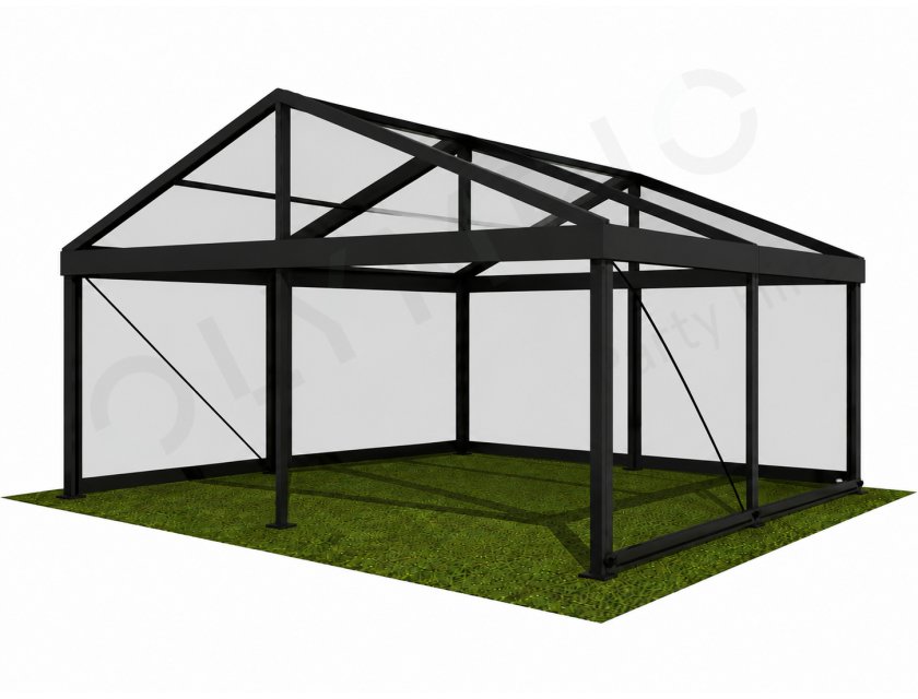 6m Clear Roof - Black Frame Pavilion - 6x3m Clear Roof, Black Frame Pavilion