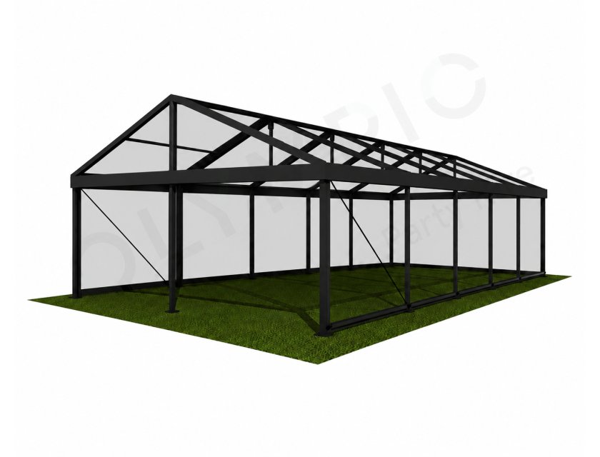 6m Clear Roof - Black Frame Pavilion - 6x3m Clear Roof, Black Frame Pavilion