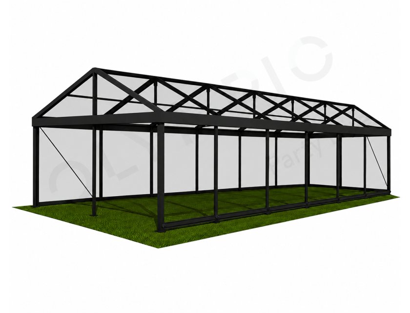6m Clear Roof - Black Frame Pavilion - 6x3m Clear Roof, Black Frame Pavilion