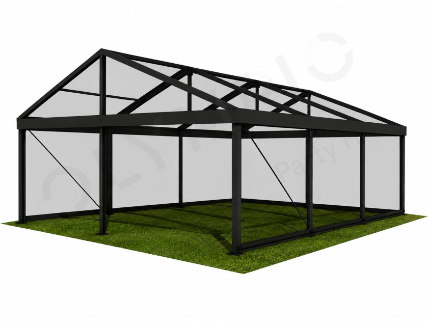 6m Clear Roof - Black Frame Pavilion - 6x3m Clear Roof, Black Frame Pavilion