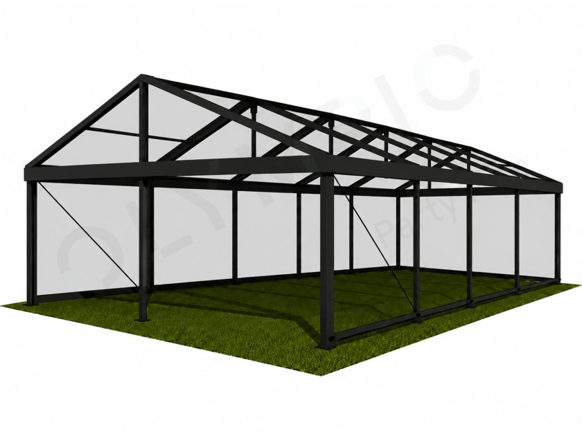 6m Clear Roof - Black Frame Pavilion - 6x3m Clear Roof, Black Frame Pavilion