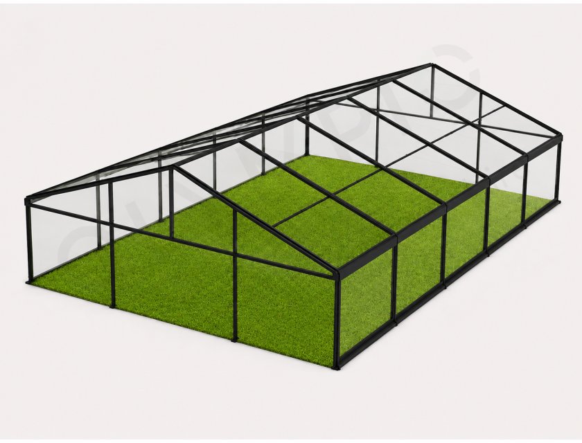 10m Clear Roof - Black Frame Pavilion - 10m x 3m