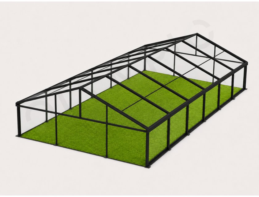 10m Clear Roof - Black Frame Pavilion - 10m x 3m