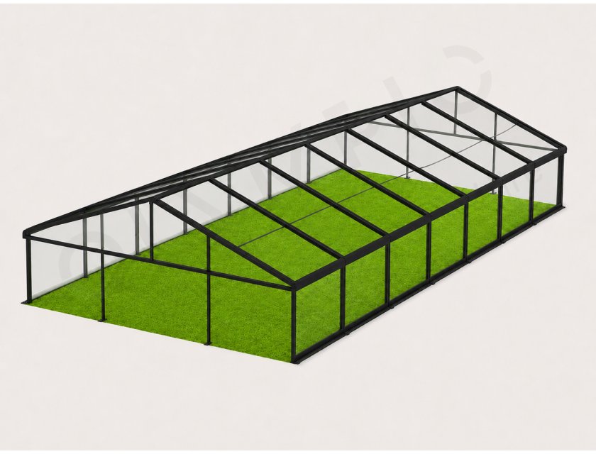 10m Clear Roof - Black Frame Pavilion - 10m x 3m