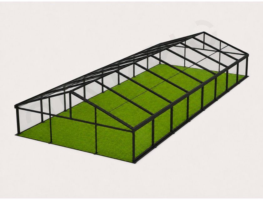 10m Clear Roof - Black Frame Pavilion - 10m x 3m