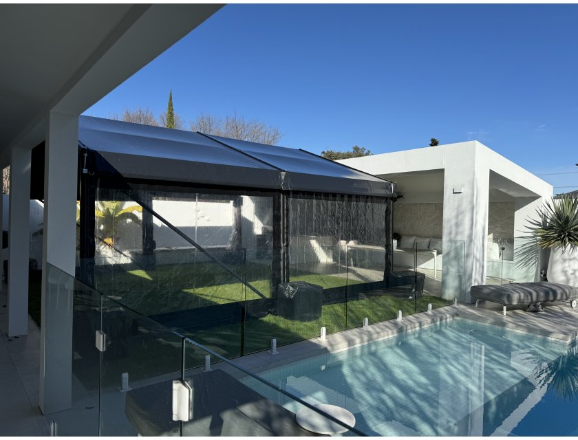 6m Black Roof, Black Frame Pavilion - 6m x 3m