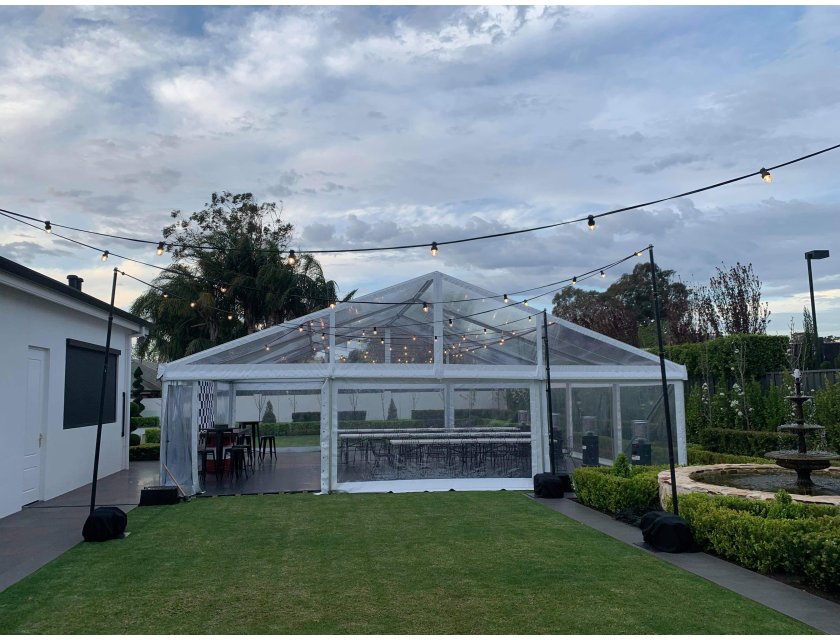 10m Clear Roof Pavilion - 10m x 3m