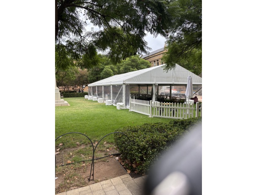 10m White Roof Pavilion - 10m x 3m