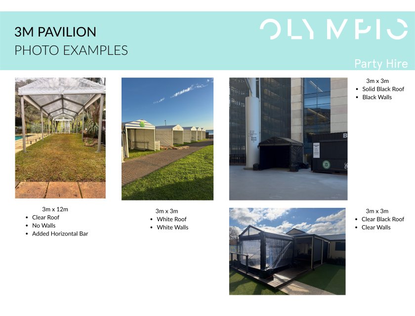 3m Clear Roof Pavilion - 3m x 3m