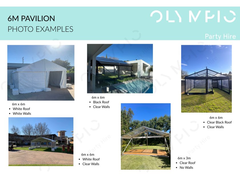 6m Black Roof, Black Frame Pavilion - 6m x 3m