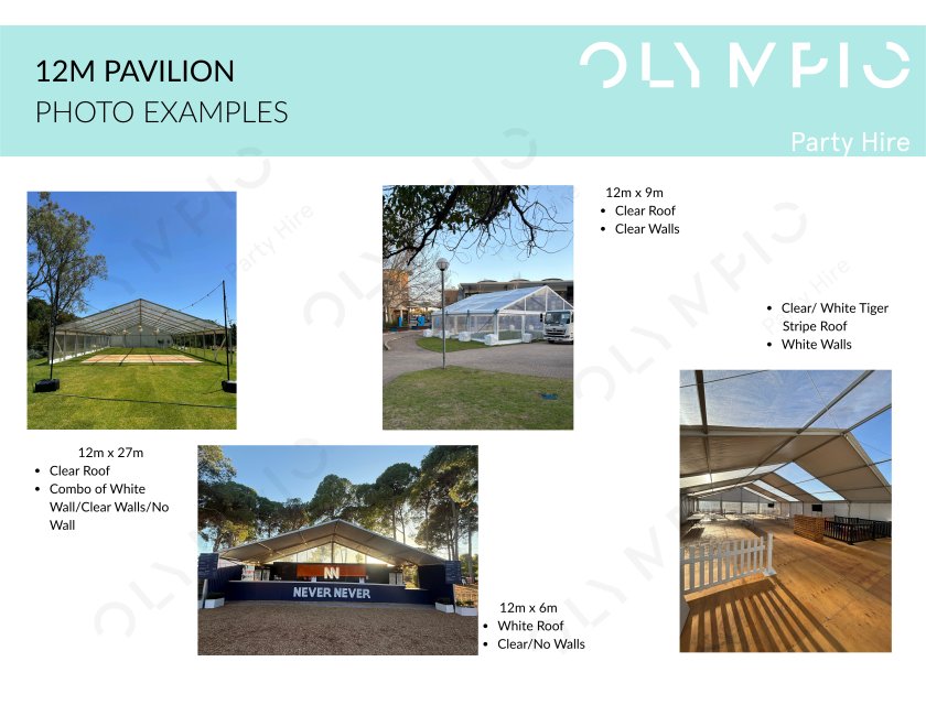 12m Clear Roof Pavilion - 12m x 6m