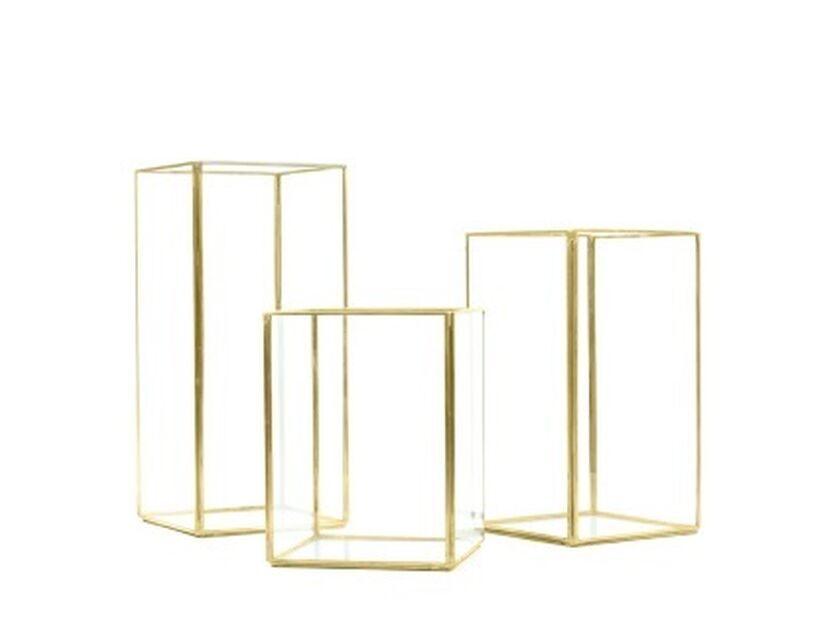 Gold Framed Glass Candle Box Tall (30cm)