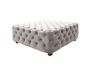 Plush Pearl Velvet Ottoman