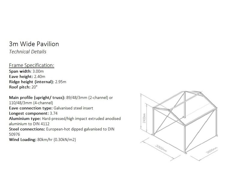 White Roof Pavilion - 3m x 12m - 3m x 12m