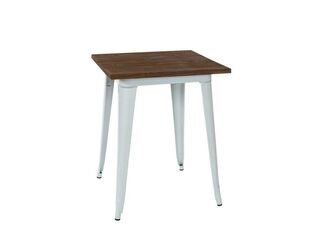 White Leg Tolix Cafe Table (Natural Top)