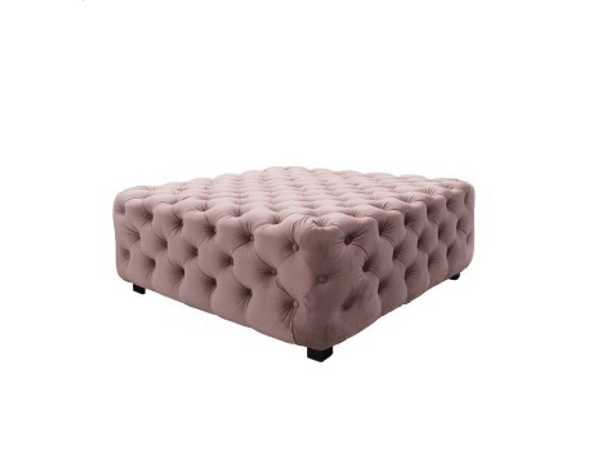 Plush Dusty Rose Velvet Ottoman