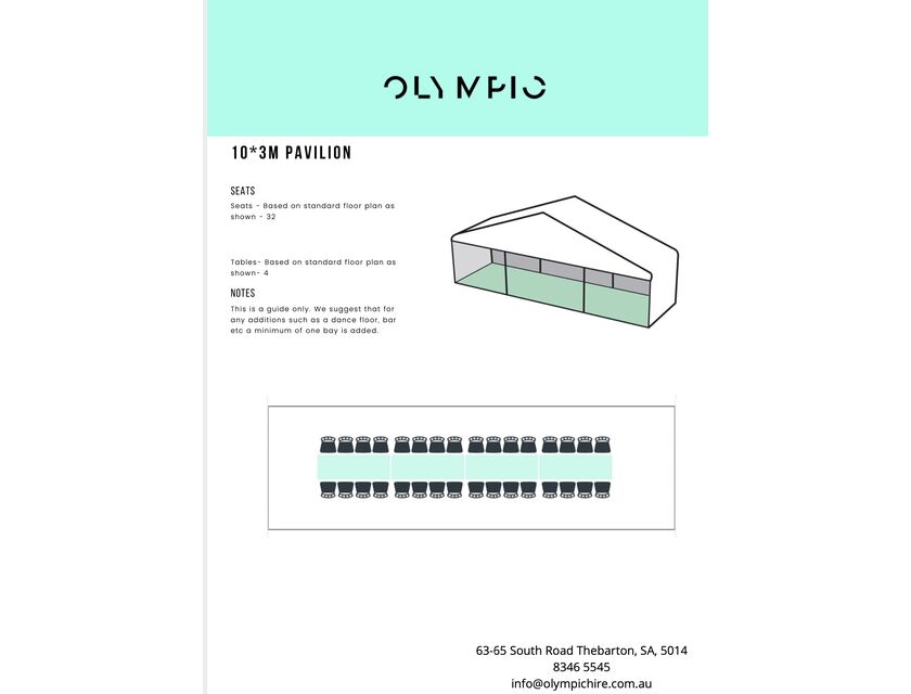 White Roof Pavilion - 10m x 3m - 10m x 3m