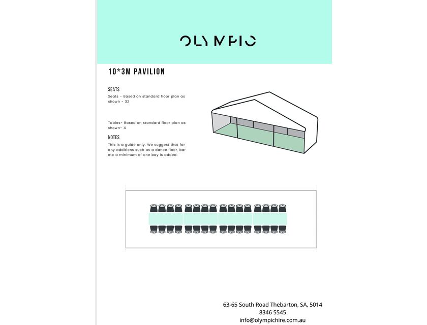 White Roof Pavilion - 10m x 3m