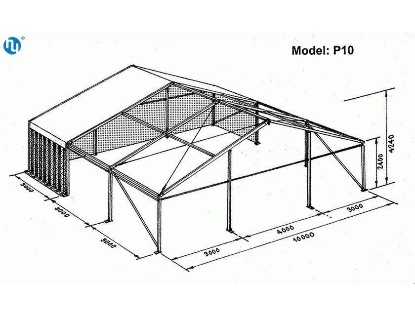 White Roof Pavilion - 10m x 3m - 10m x 3m