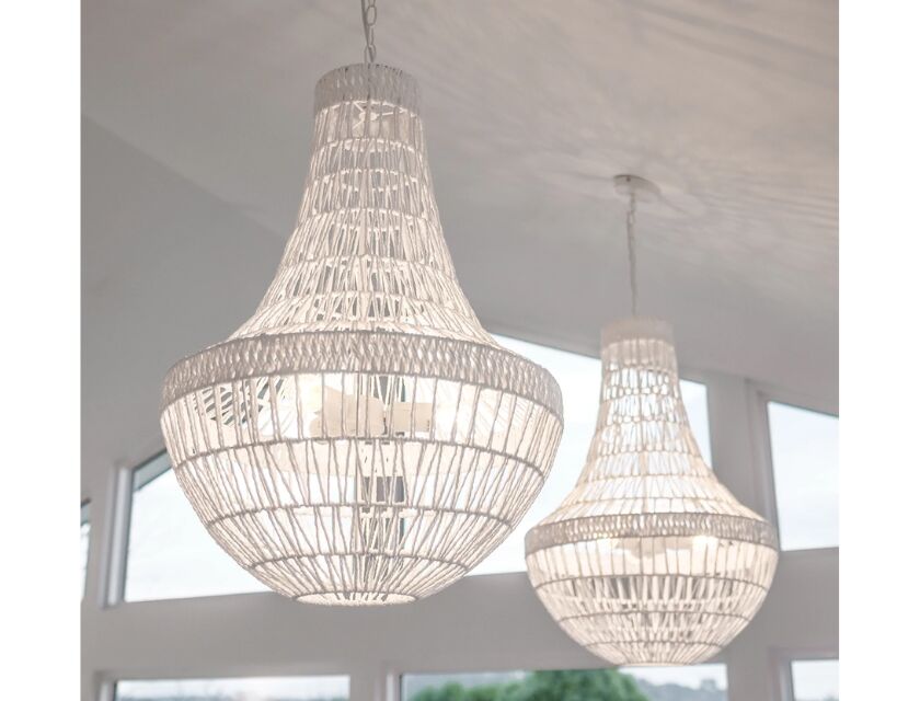 Hanging Pendant - White Rope Chandelier