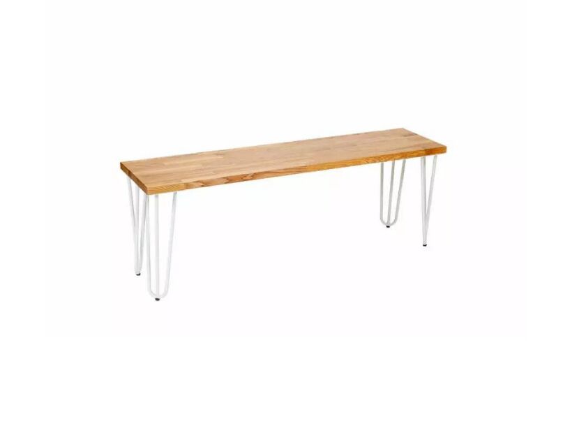 Hairpin Bench Seat - White Legs