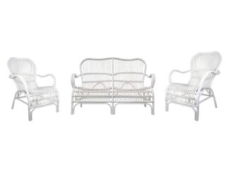 Rattan Lounge Set - White