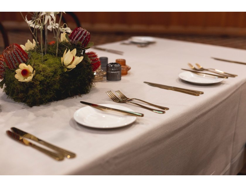 Natural Linen Table Cloth - 180cm x 305cm - Stone