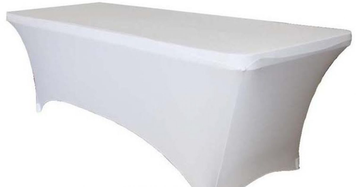 White Lycra 6ft Trestle Table Cover Olympic Party Hire