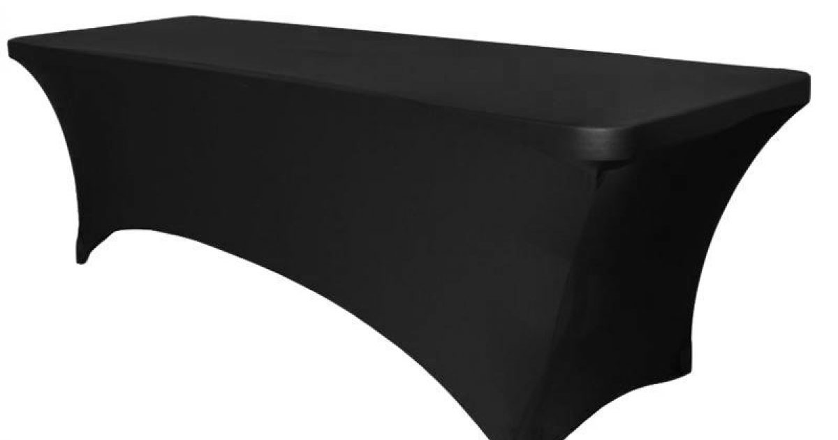 Black Lycra 6ft Trestle Table Cover Olympic Party Hire